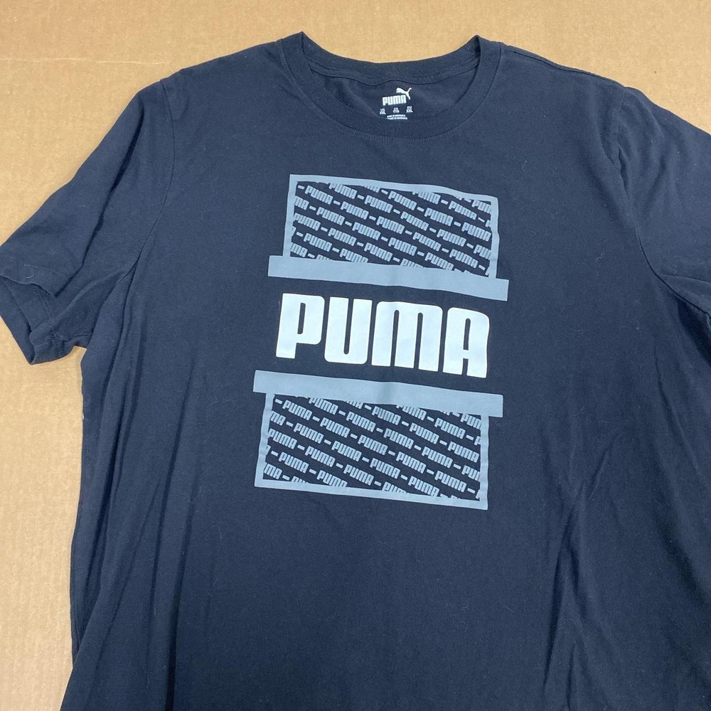 Puma Mens Graphic Logo Tee Navy Blue Short Sleeve Crewneck T-Shirt Size XXL